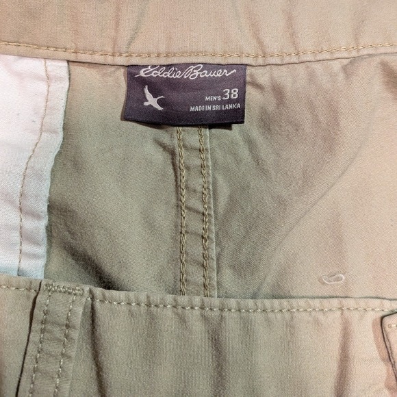 Eddie Bauer Mens Khaki Chino Shorts Tan Size 38 Cotton Blend Outdoor Casual - Picture 4 of 6